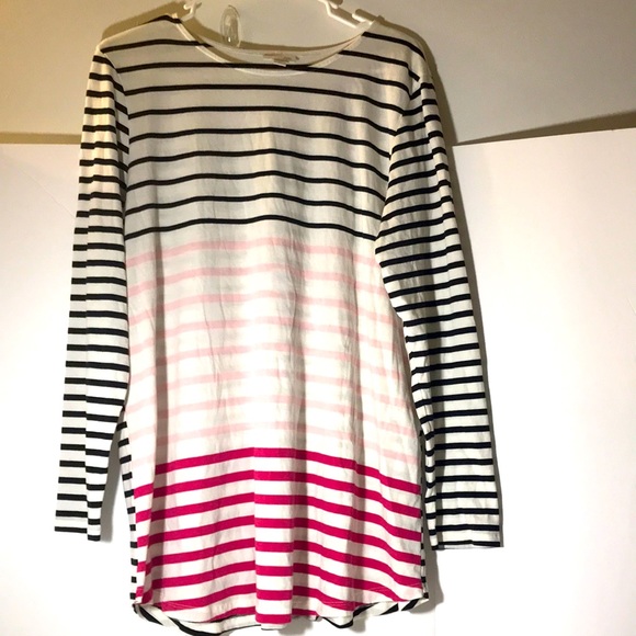 J. Jill Tops - J.Jill top size xl long sleeves black white pink stripes 60%cotton 40%modal
